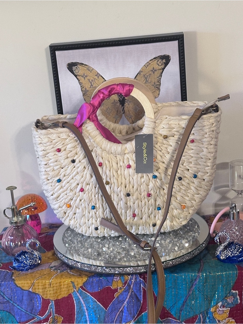 NWT Style & Co. Straw Tote Crossbody